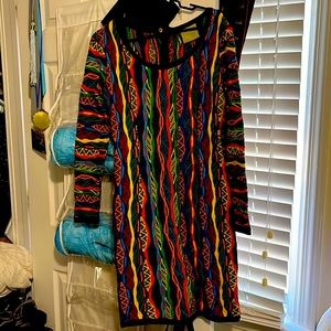 RARE long sleeve COOGI multi color knit sweater dress